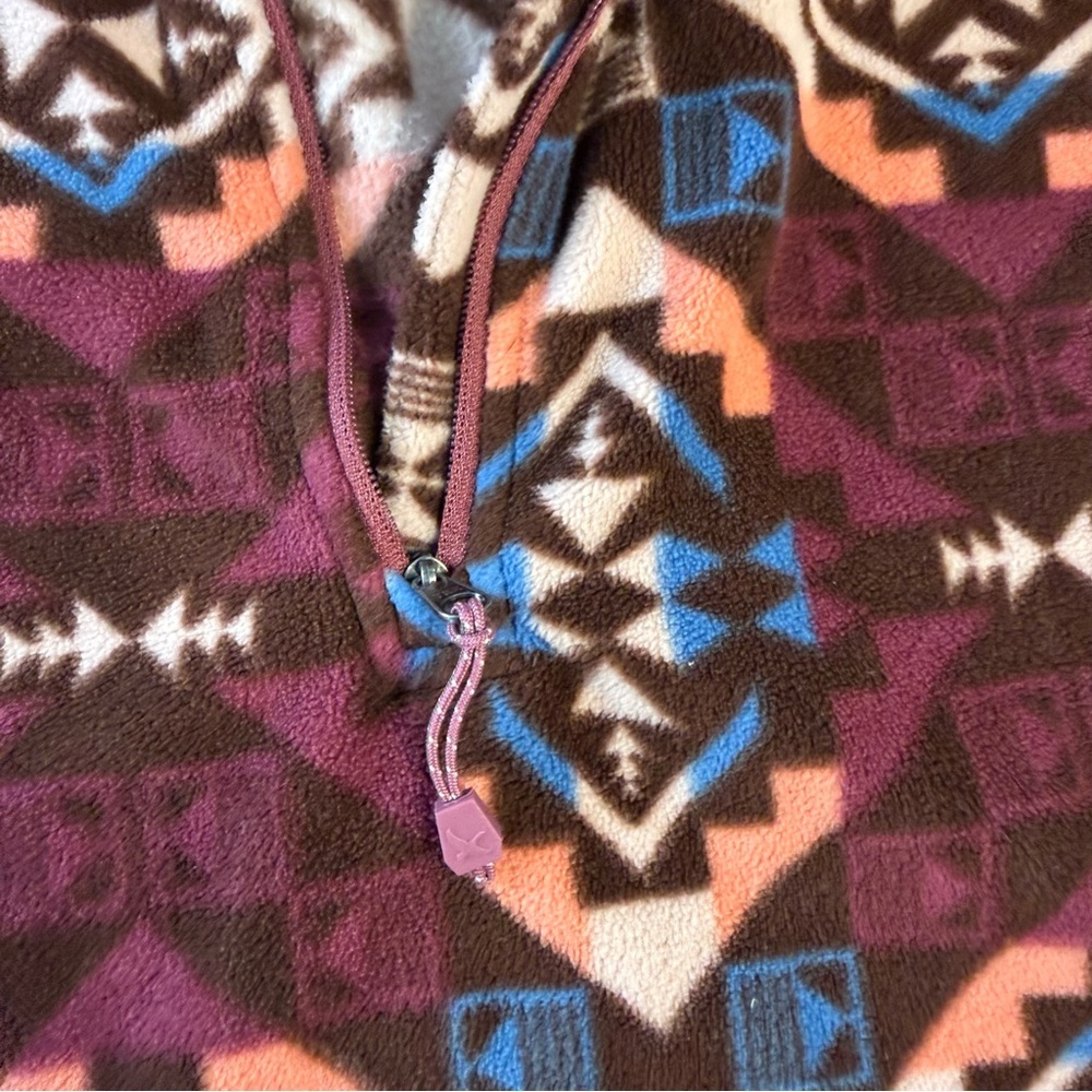 Eddie Bauer purple cream Geometric Patterned fleece Pullover size XS - Picture 2 of 11